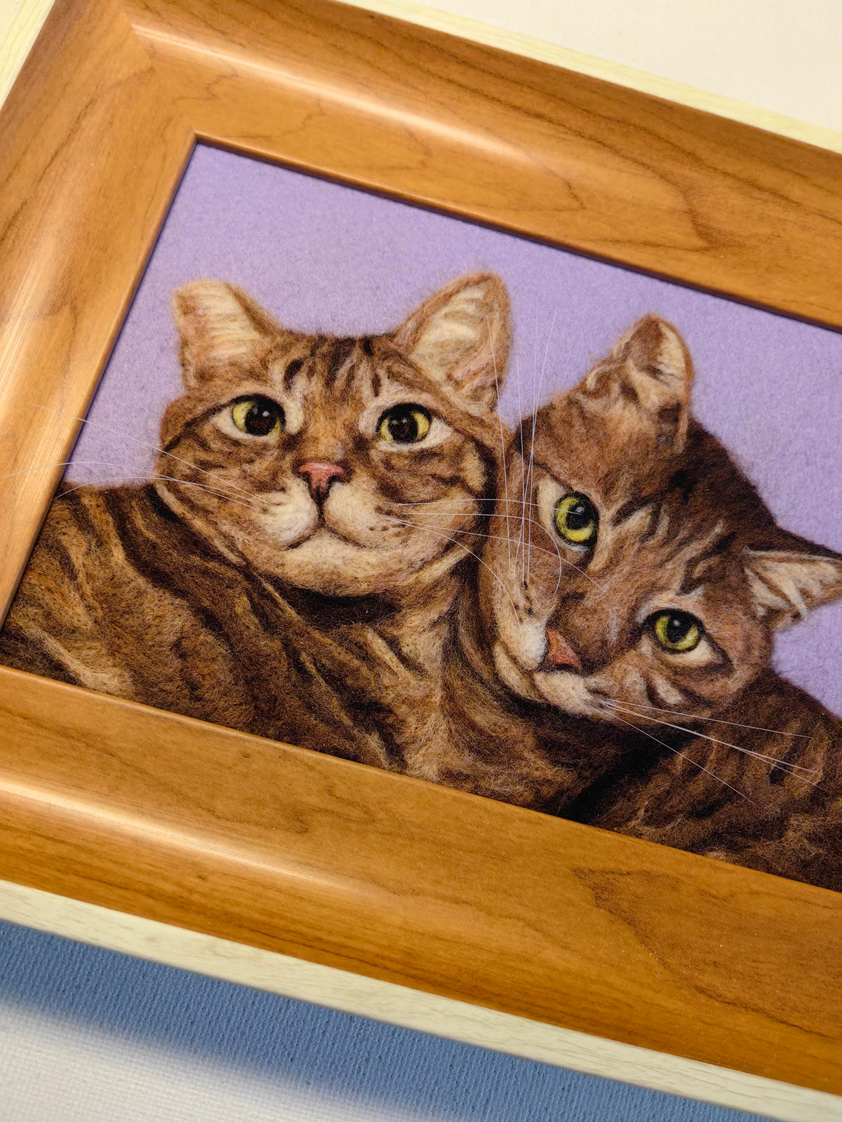 Custom Cat Portrait Frame | Handmade Needle Felted Wool Cat Art | Personalized Dog Cat Memory Gift