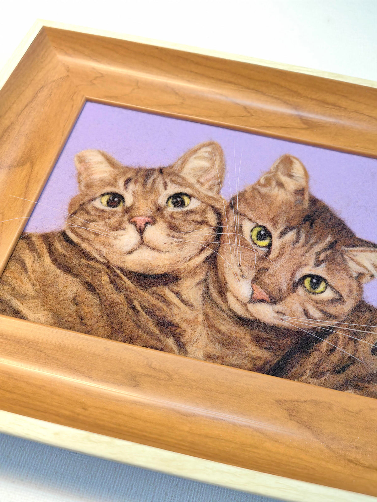 Custom Cat Portrait Frame | Handmade Needle Felted Wool Cat Art | Personalized Dog Cat Memory Gift