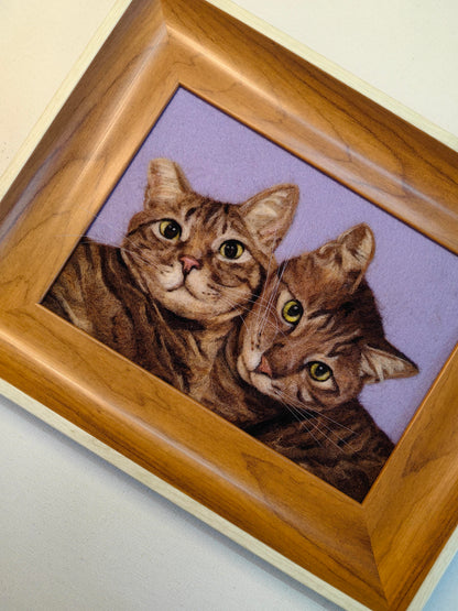 Custom Cat Portrait Frame | Handmade Needle Felted Wool Cat Art | Personalized Dog Cat Memory Gift