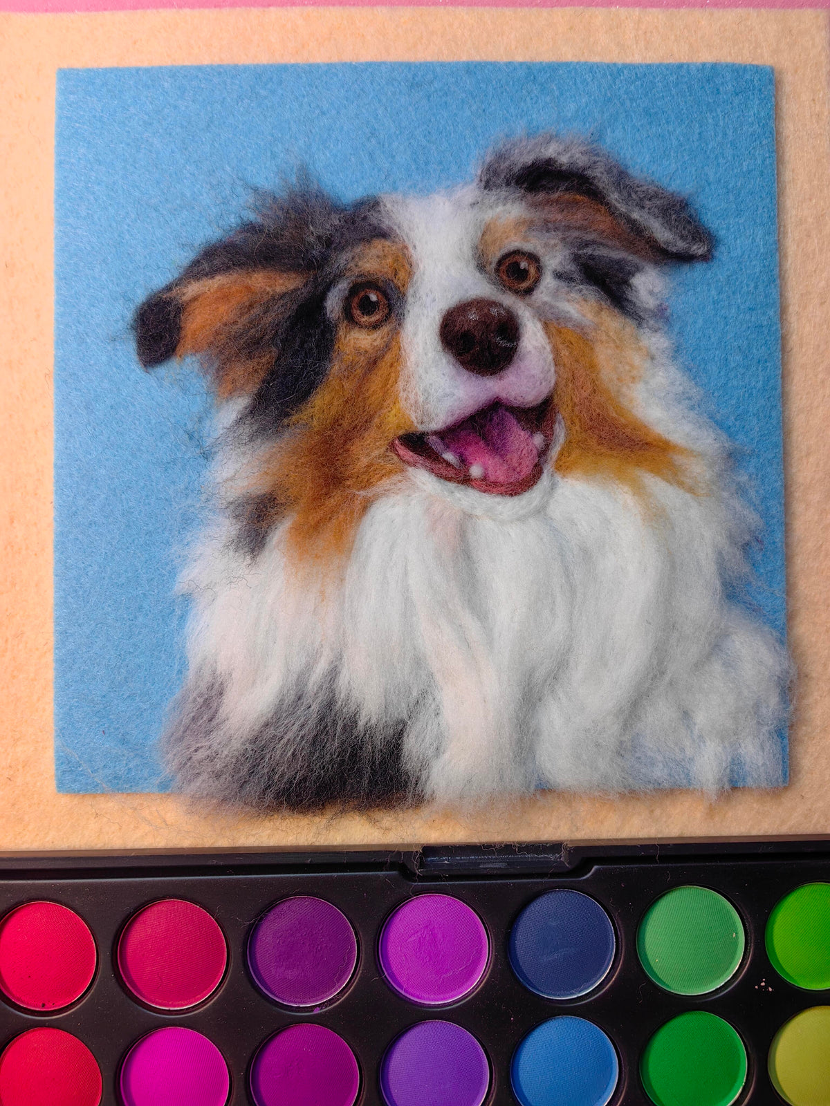 Custom Pet Portrait Frame | Needle Felted Wool Dog Cat Artwork | Personalized Handmade Pet Keepsake Gift
