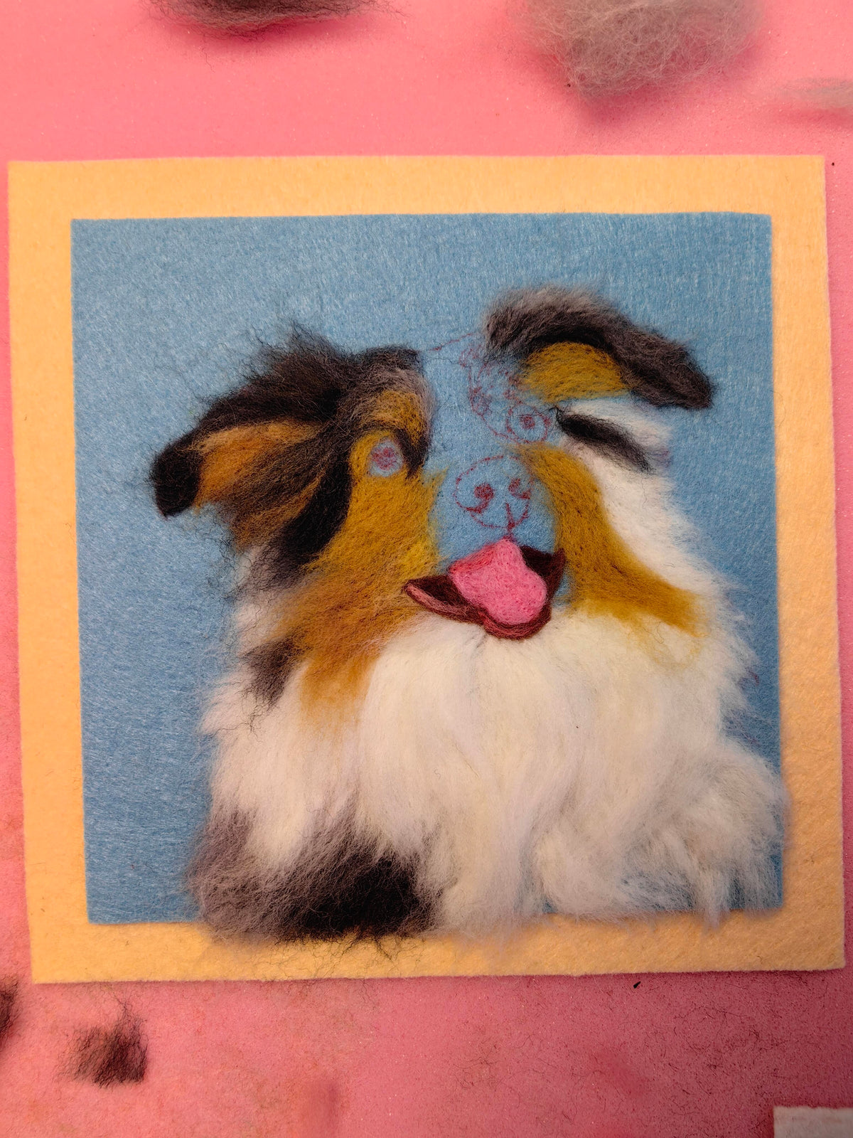 Custom Pet Portrait Frame | Needle Felted Wool Dog Cat Artwork | Personalized Handmade Pet Keepsake Gift