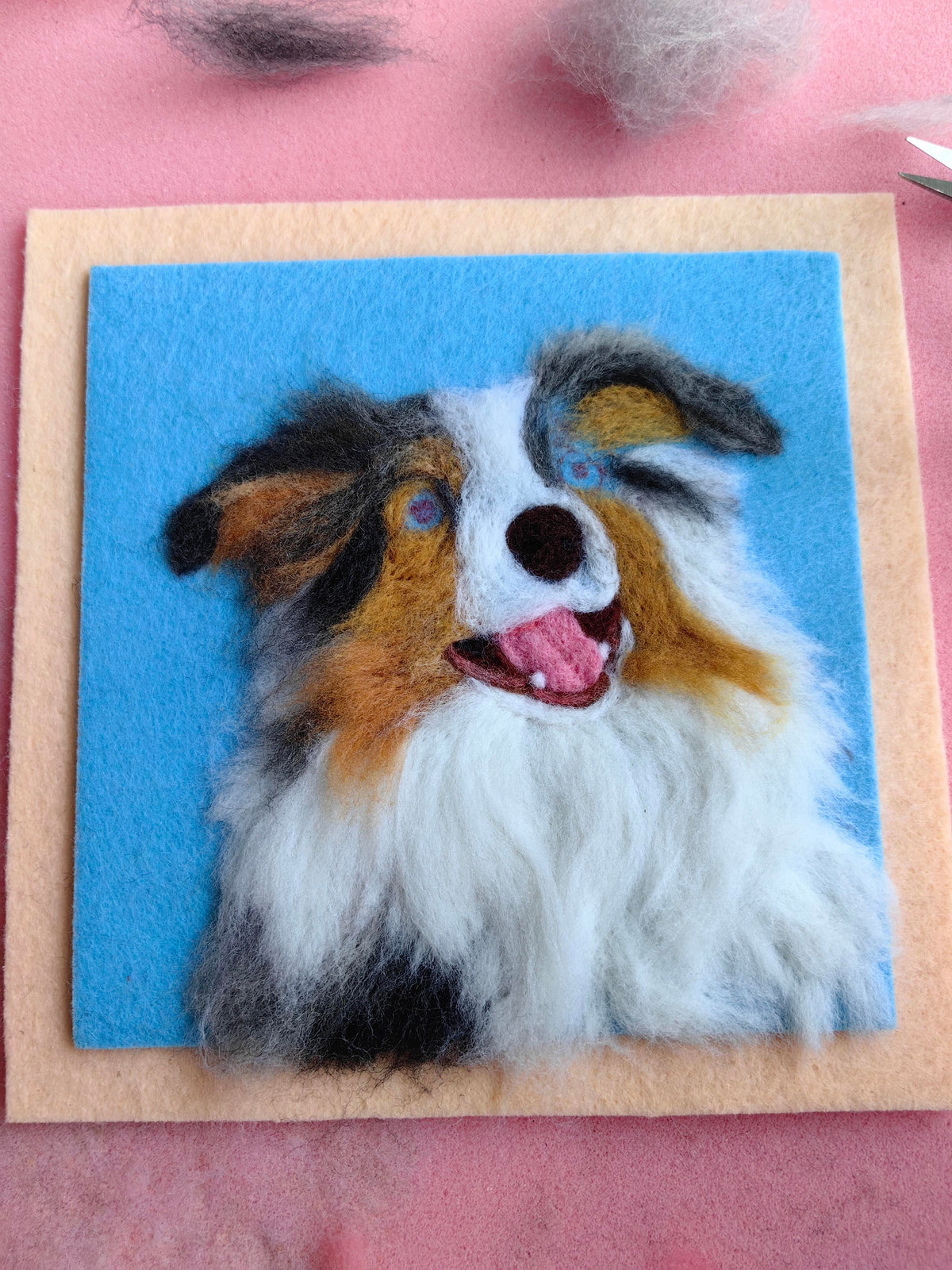 Custom Pet Portrait Frame | Needle Felted Wool Dog Cat Artwork | Personalized Handmade Pet Keepsake Gift