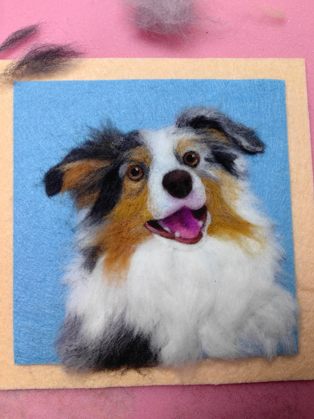 Custom Pet Portrait Frame | Needle Felted Wool Dog Cat Artwork | Personalized Handmade Pet Keepsake Gift