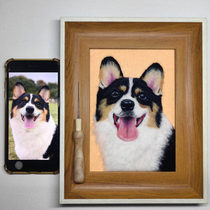 Handmade Wool Felt Pet Portrait | Custom Needle Felted Dog Cat Artwork | Unique Fiber Art Wall Decor