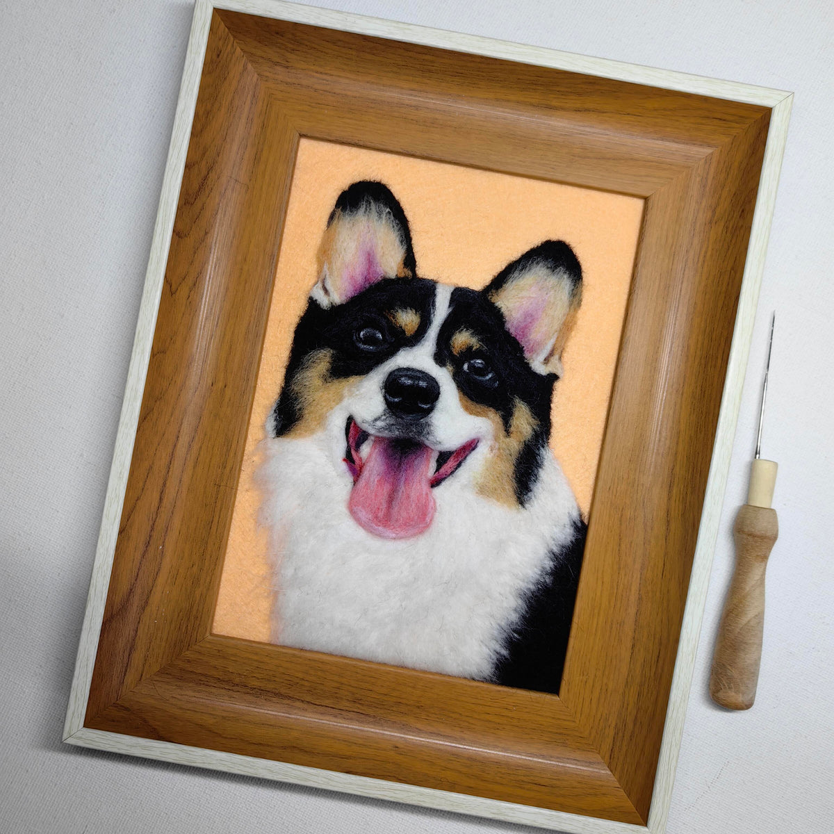Handmade Wool Felt Pet Portrait | Custom Needle Felted Dog Cat Artwork | Unique Fiber Art Wall Decor
