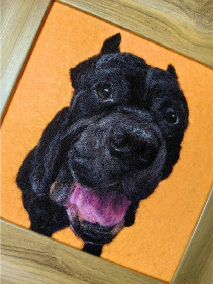 Custom Needle Felted Pet Portrait Artwork | Handmade Wool Fiber Art | Personalized Dog Cat Memory Gift