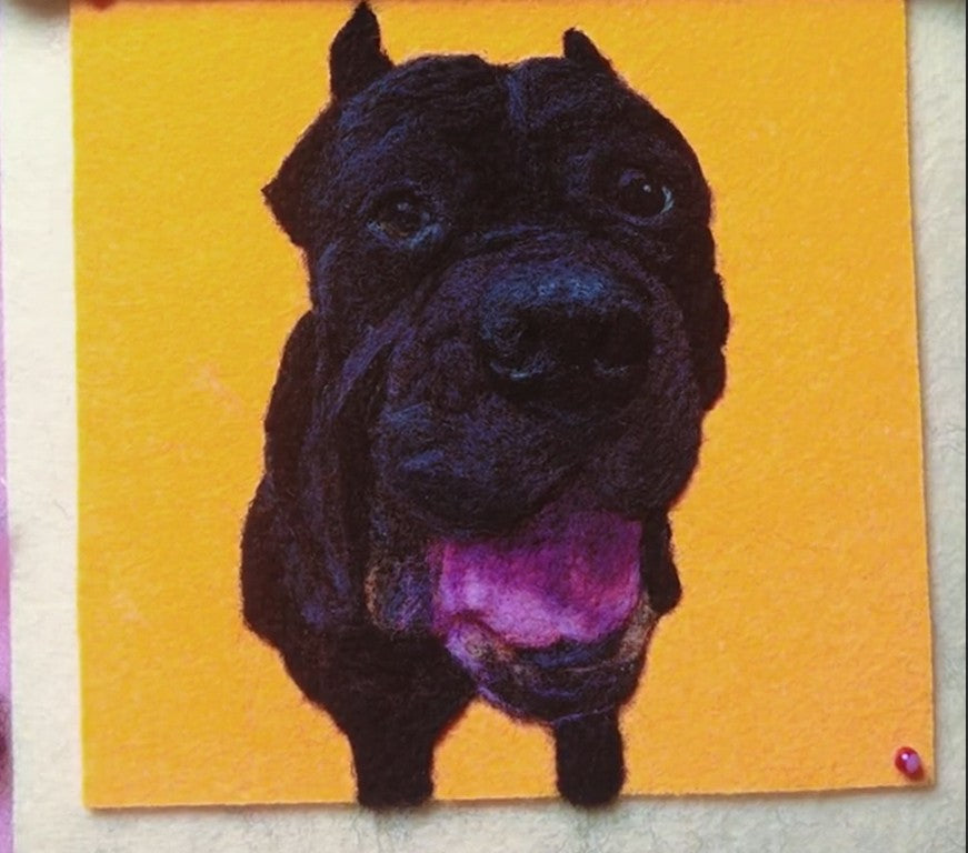 Custom Needle Felted Pet Portrait Artwork | Handmade Wool Fiber Art | Personalized Dog Cat Memory Gift