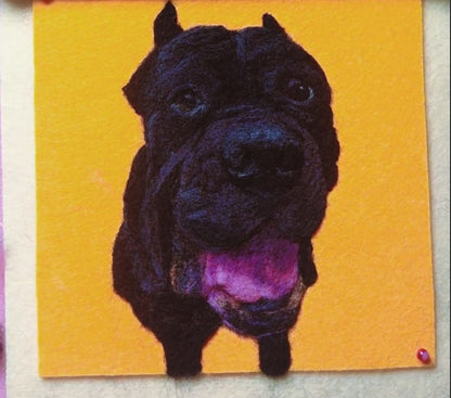Custom Needle Felted Pet Portrait Artwork | Handmade Wool Fiber Art | Personalized Dog Cat Memory Gift