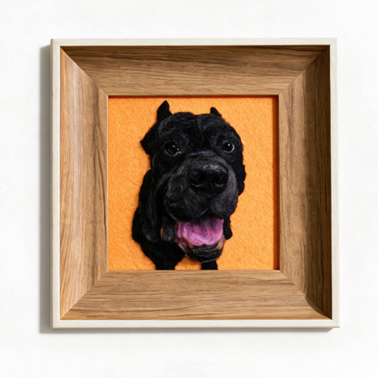 Custom Needle Felted Pet Portrait Artwork | Handmade Wool Fiber Art | Personalized Dog Cat Memory Gift