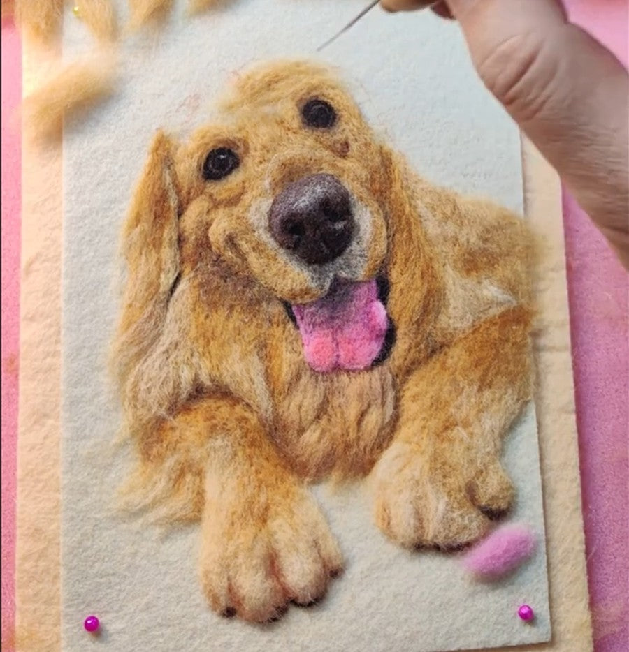 Custom Pet Memorial Portrait | Handmade Wool Felt Dog Cat Frame | Meaningful Gift for Pet Lovers