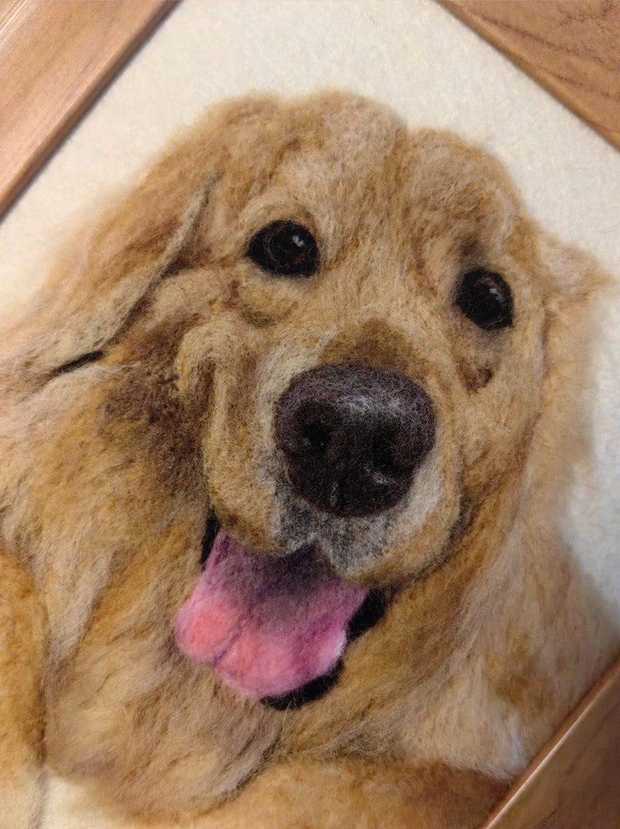 Custom Pet Memorial Portrait | Handmade Wool Felt Dog Cat Frame | Meaningful Gift for Pet Lovers