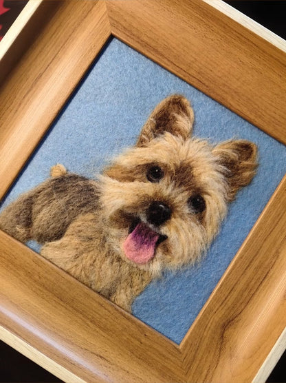 Handmade Wool Felt Pet Portrait | Custom Needle Felted Dog Cat Artwork | Unique Fiber Art Wall Decor