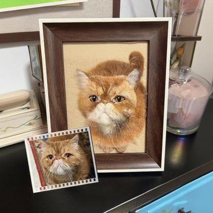 Custom Cat Portrait Frame | Handmade Needle Felted Wool Pet Art | Personalized Pet Memory Gift