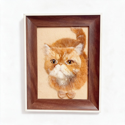 Custom Cat Portrait Frame | Handmade Needle Felted Wool Pet Art | Personalized Pet Memory Gift
