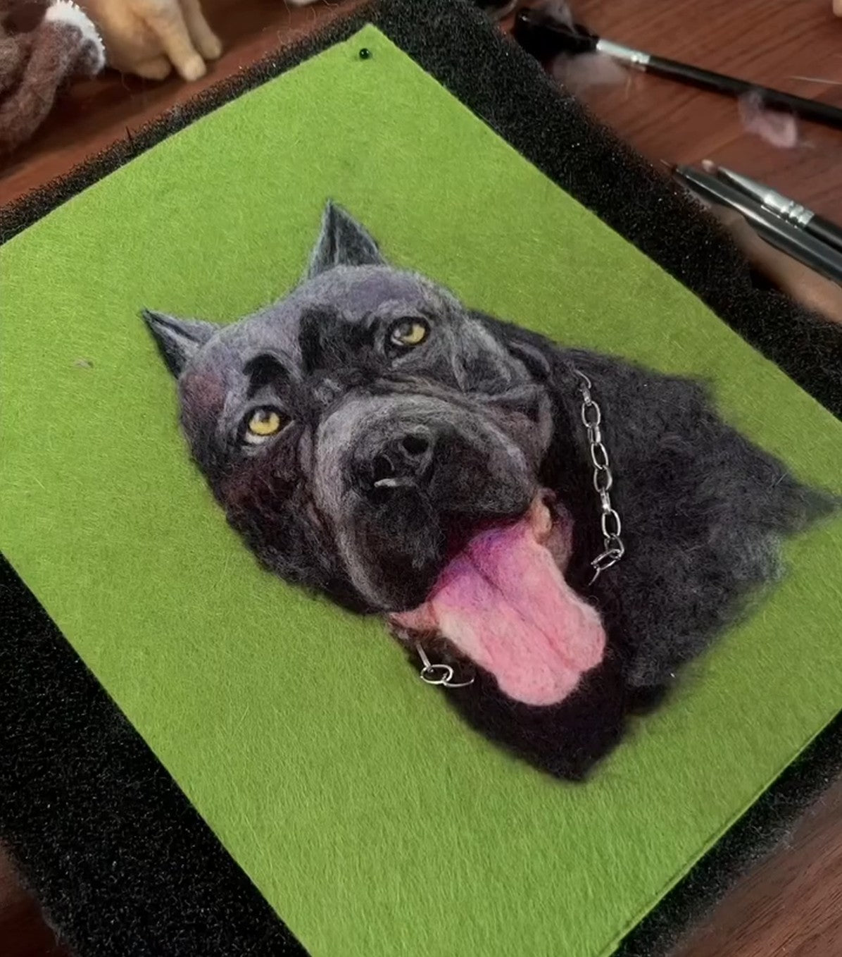 Custom Dog Portrait | Handmade Needle Felted Wool Art | Personalized Pet Keepsake Gift