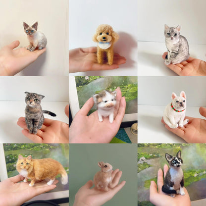 Custom Pet Sculpture | Handmade Wool Dog Cat Figurine | Christmas Gift for Pet Lovers