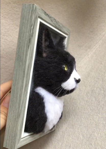 Custom 3D Cat Memorial Gift | Handmade Wool Felt Dog Cat Portrait | Unique Keepsake Gift