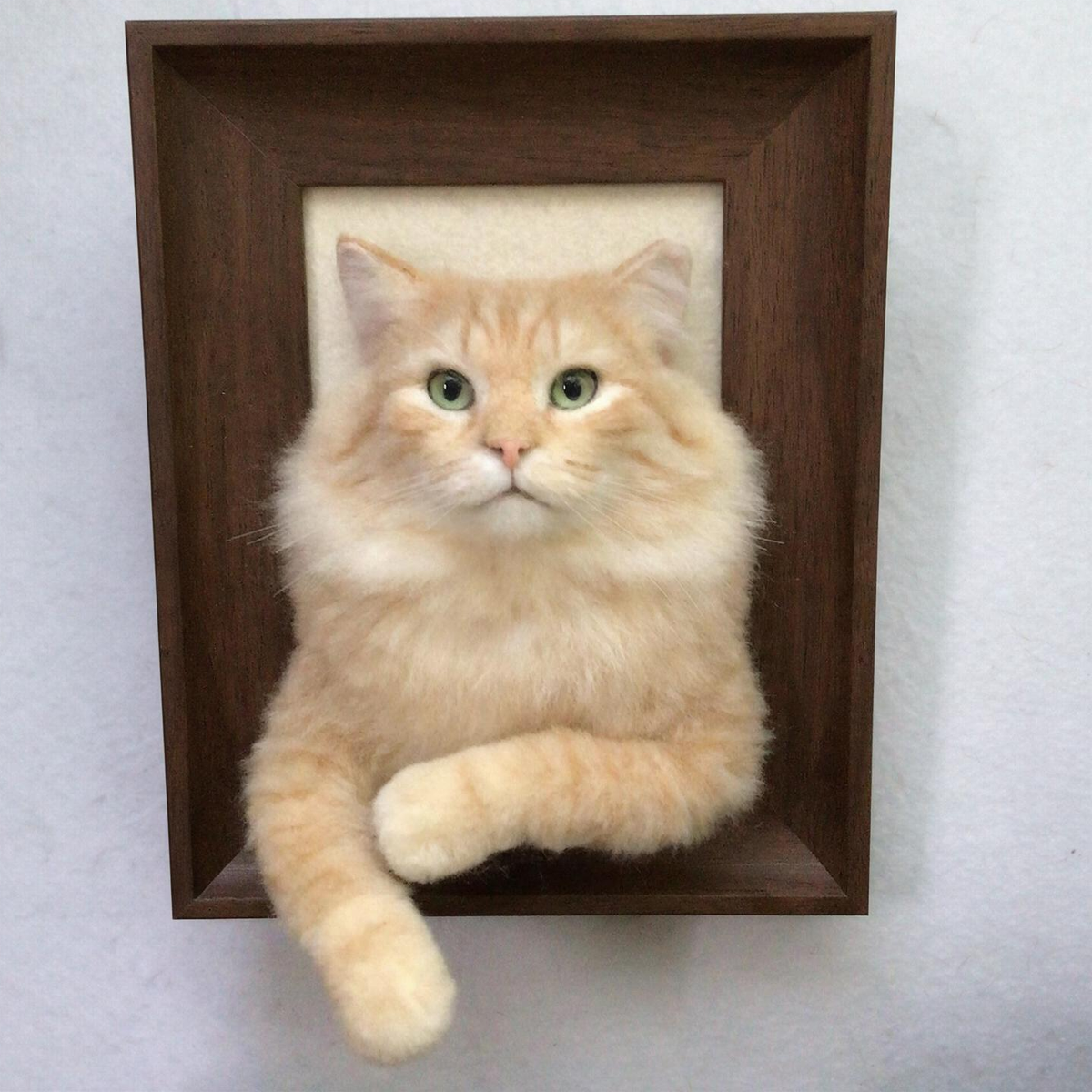 3D Needle Felted Pet Portrait | Custom Wool Dog Cat Shadow Box | Handmade Personalized Pet Memorial Gift