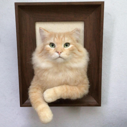 3D Needle Felted Pet Portrait | Custom Wool Dog Cat Shadow Box | Handmade Personalized Pet Memorial Gift
