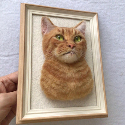 Personalized Pet Memorial Portrait | 3D Needle Felted Wool Dog Cat Frame | Forever Memory Keepsake