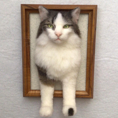 3D Needle Felted Cat Portrait | Custom Wool Cat Portrait | Christmas Gift for Pet Lovers