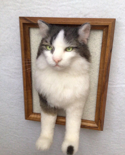 3D Needle Felted Cat Portrait | Custom Wool Cat Portrait | Christmas Gift for Pet Lovers