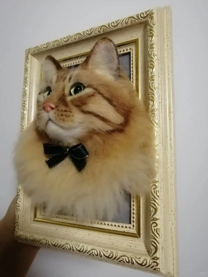 Custom Wool Cat Portrait | 3D Needle Felted Cat Portrait | Christmas Gift Birthday Gift for Pet Lovers