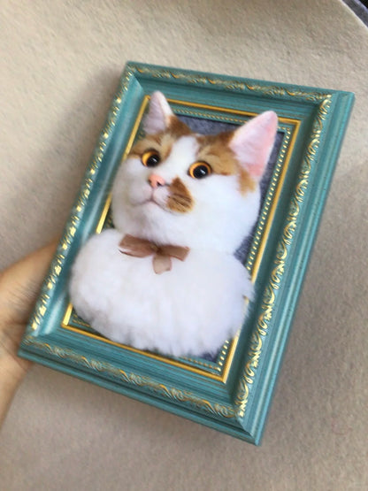 3D Needle Felted Pet Portrait | Wool Felted Cat Portrait | Christmas Gift Birthday Gift for Cat Lovers