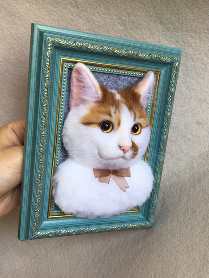 3D Needle Felted Pet Portrait | Wool Felted Cat Portrait | Christmas Gift Birthday Gift for Cat Lovers