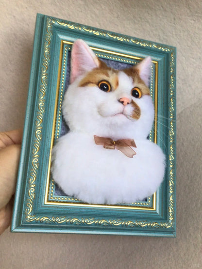 3D Needle Felted Pet Portrait | Wool Felted Cat Portrait | Christmas Gift Birthday Gift for Cat Lovers