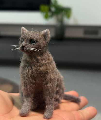 Personalized Cat Sculpture | Custom Mini 3D Wool Figurine | Handmade Pet Memorial Gift