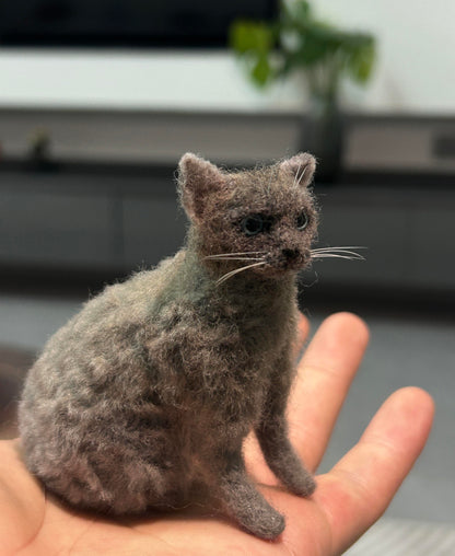 Personalized Cat Sculpture | Custom Mini 3D Wool Figurine | Handmade Pet Memorial Gift