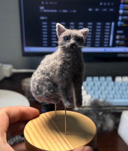 Personalized Cat Sculpture | Custom Mini 3D Wool Figurine | Handmade Pet Memorial Gift