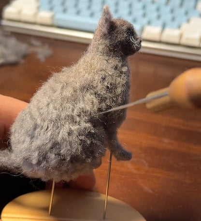 Personalized Cat Sculpture | Custom Mini 3D Wool Figurine | Handmade Pet Memorial Gift