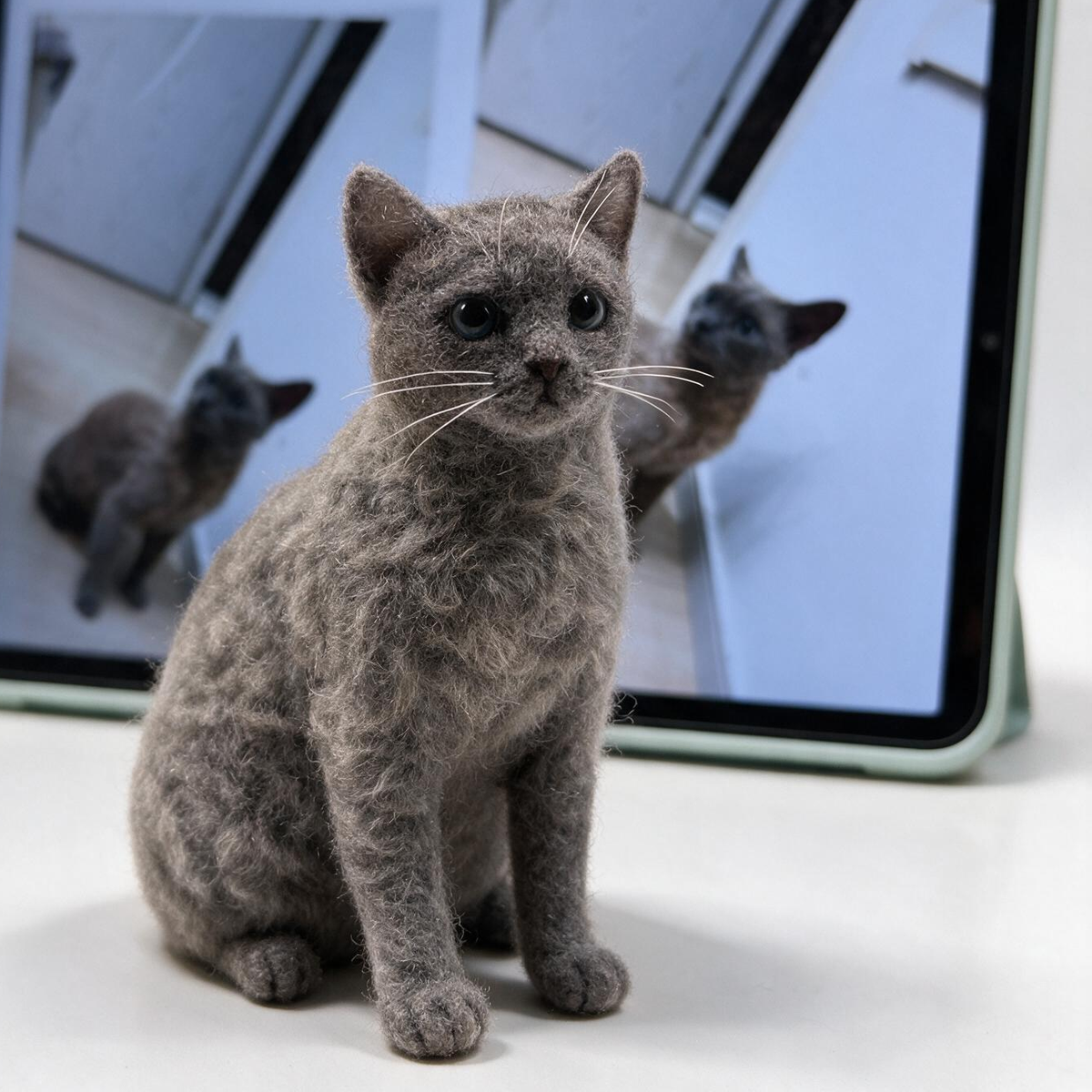 Personalized Cat Sculpture | Custom Mini 3D Wool Figurine | Handmade Pet Memorial Gift