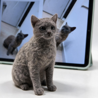 Personalized Cat Sculpture | Custom Mini 3D Wool Figurine | Handmade Pet Memorial Gift