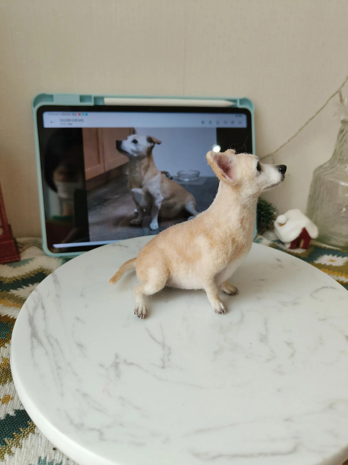 Custom Dog Sculpture | Felted Dog Cat Figurine | Handmade 3D Animal Keepsake Memory Gift