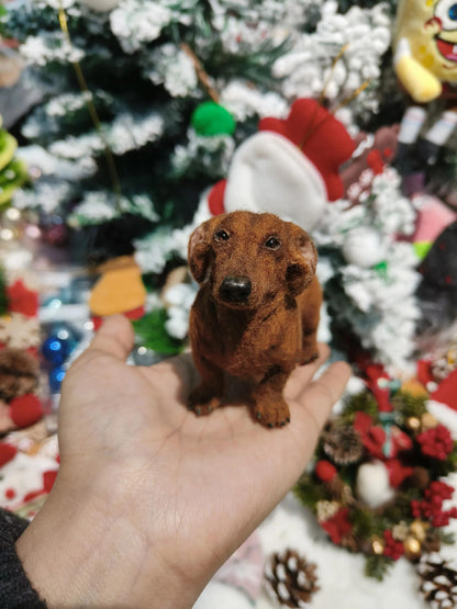 Custom Miniature Needle Felted Pet Sculpture | Handmade Wool Dog Cat Figurine | Christmas Gift for Pet Lovers