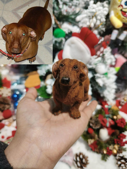 Custom Miniature Needle Felted Pet Sculpture | Handmade Wool Dog Cat Figurine | Christmas Gift for Pet Lovers
