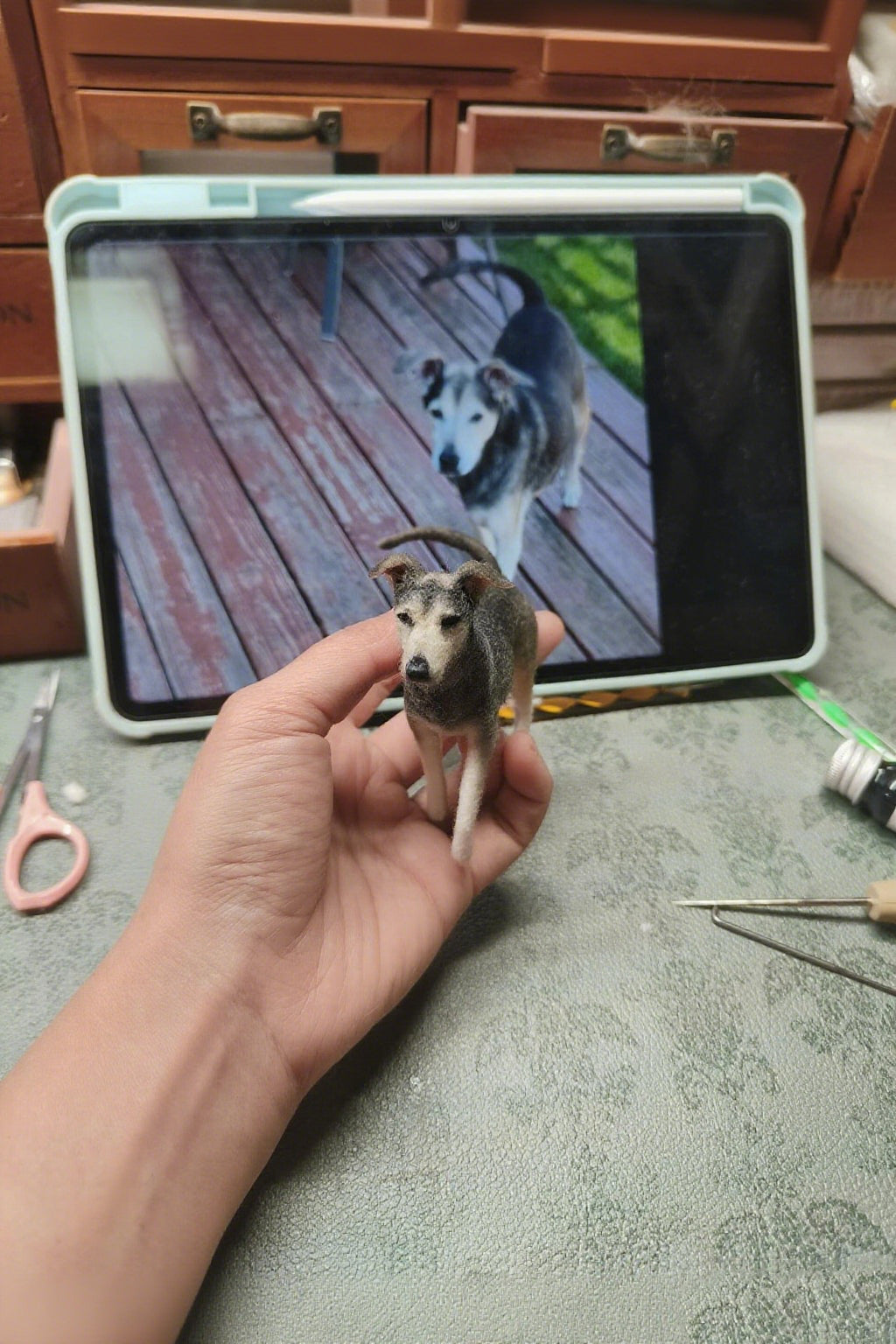 Custom Mini 3D Pet Sculpture | Handmade Wool Dog Cat Figurine | Personalized Pet Memorial Gift
