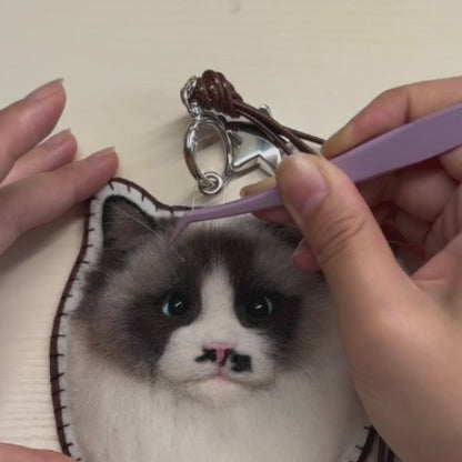 Custom 3D Cat Charm | Handmade Wool Felt Pet Portrait | Personalized Pet Memorial Gift Christmas Gift
