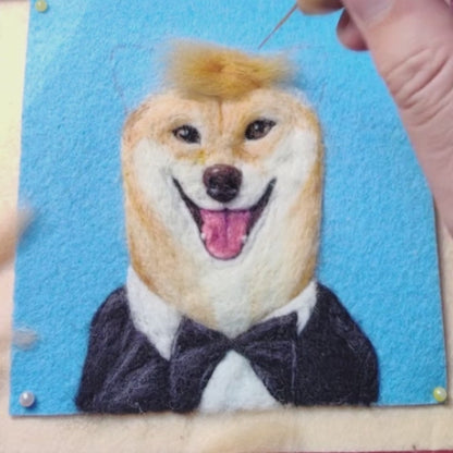 Pet Portrait Frame | Needle Felted Wool Pet Art | Handmade Fiber Art Dog Cat Keepsake Gift