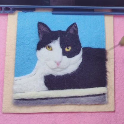 Custom Cat Portrait Frame | Handmade Wool Felt Cat Portrait | Needle Felted Pet Keepsake Art