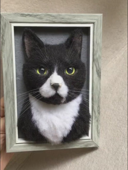 Custom 3D Cat Memorial Gift | Handmade Wool Felt Dog Cat Portrait | Unique Keepsake Gift