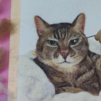Custom Cat Portrait Frame | Handmade Needle Felted Wool Cat Art | Personalized Pet Keepsake Gift