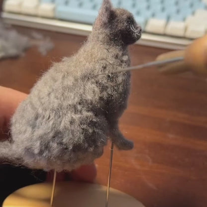 Personalized Cat Sculpture | Custom Mini 3D Wool Figurine | Handmade Pet Memorial Gift