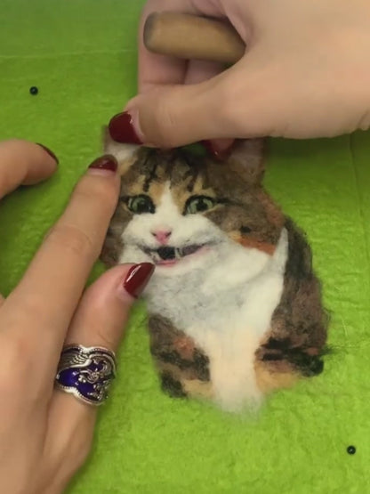 Custom Cat Portrait from Your Photo | Handmade Needle Felted Wool Art | Personalized Cat Keepsake Gift