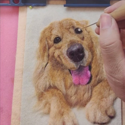 Custom Pet Memorial Portrait | Handmade Wool Felt Dog Cat Frame | Meaningful Gift for Pet Lovers