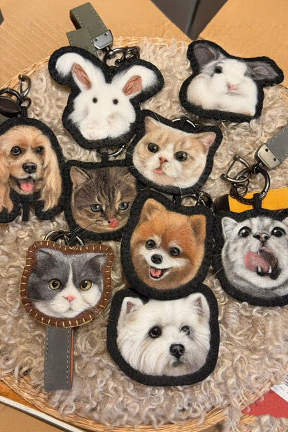 Custom Pet Memorial Bag Charm | Handmade Wool Felt Pet Portrait Keepsake |  Personalized Forever Gift for Pet Lovers