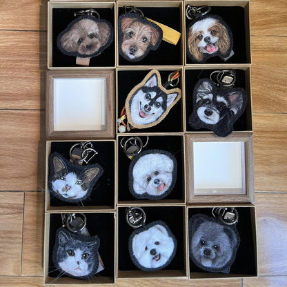 Custom Pet Memorial Bag Charm | Handmade Wool Felt Pet Portrait Keepsake |  Personalized Forever Gift for Pet Lovers